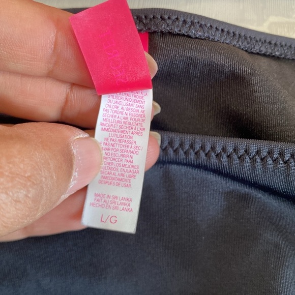 Victoria Secrets PINK women’s Large 2pc Black & Pink Halter Mesh swimsuit - Picture 2 of 6